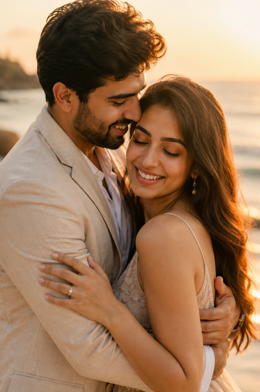 Aayush and Aayushi, close embrace by the sea