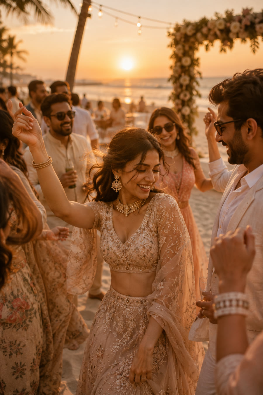 Aayush and Aayushi, dancing at sunset