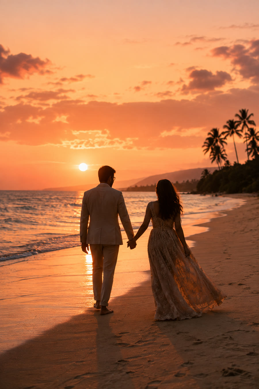Aayush and Aayushi walking into the sunset