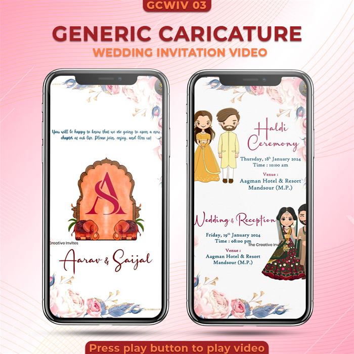 Generic Caricature Wedding Invitation 03